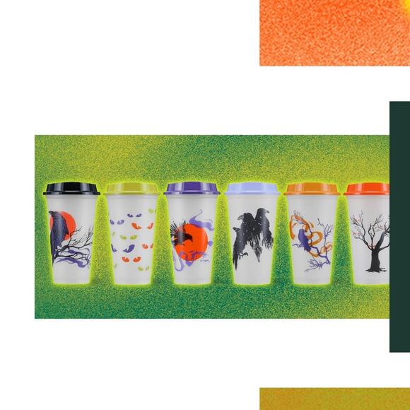 NWT Starbucks Glow in the Dark Halloween Hot Cups (6-Pack) (16 oz) - Picture 1 of 7